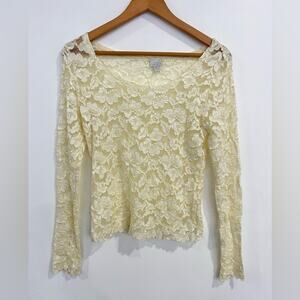 Cacique Floral Sheer Top Large Romantic Feminine Layering Piece